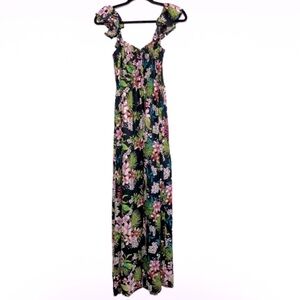 BOHO ME Hawaiian Floral Print Smocked Maxi Dress